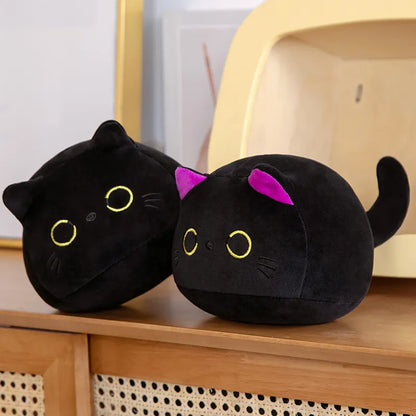 Black cat with purple ears plush toy