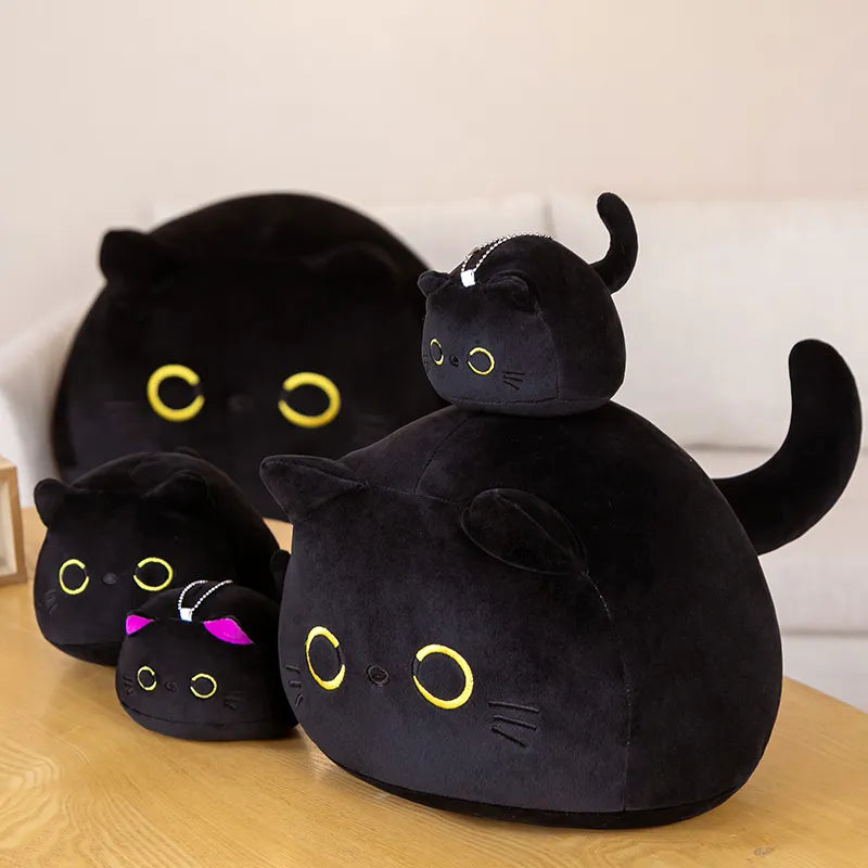 Black cat with purple ears plush toy